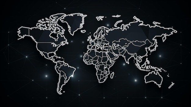 World map on a black background Polygonal design Vector illustration generated ai