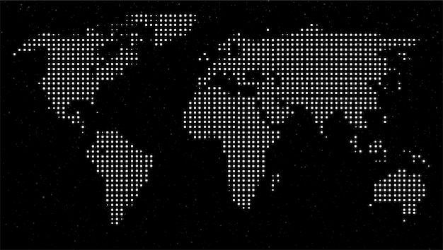 World map on a black background