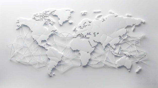 Photo world map connecting countries technological background