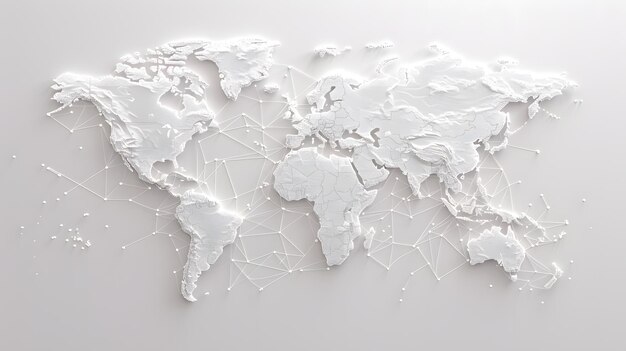 Photo world map connecting countries technological background