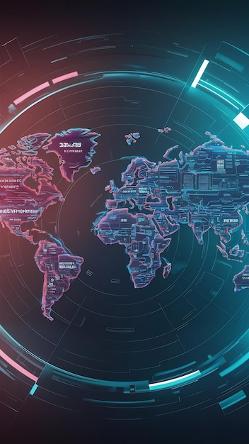 World map data technology background