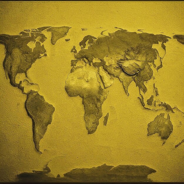 world map on a gold background