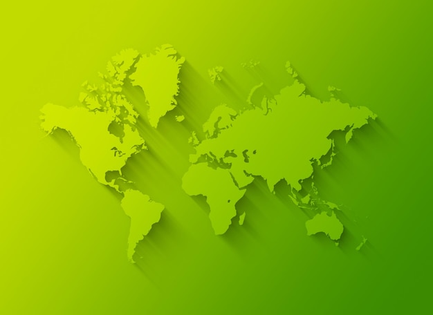 World map illustration on a green background