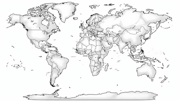 Photo world map outline with country borders