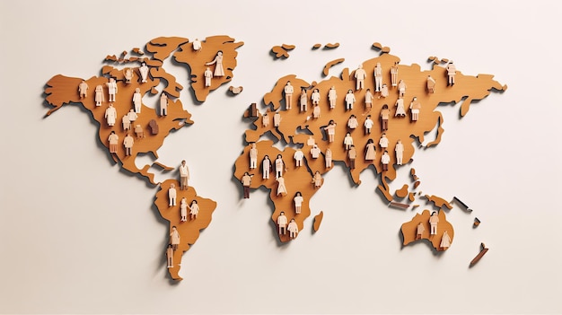 World map population with peoples background Generative AI