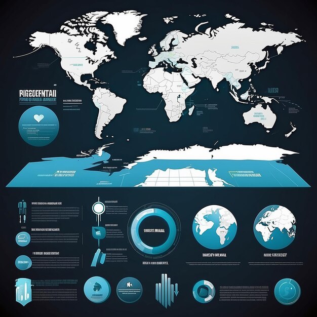 Photo world map professional infographic