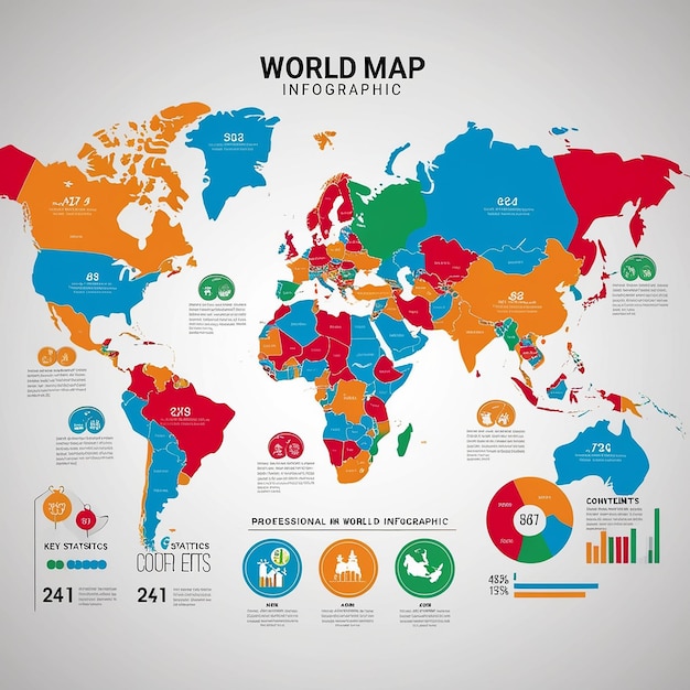 World map professional infographic