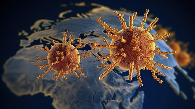 World map virus pandemia background Generative AI