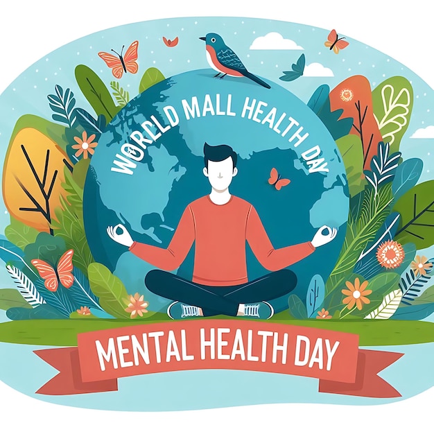 Photo world mental health day background illustration