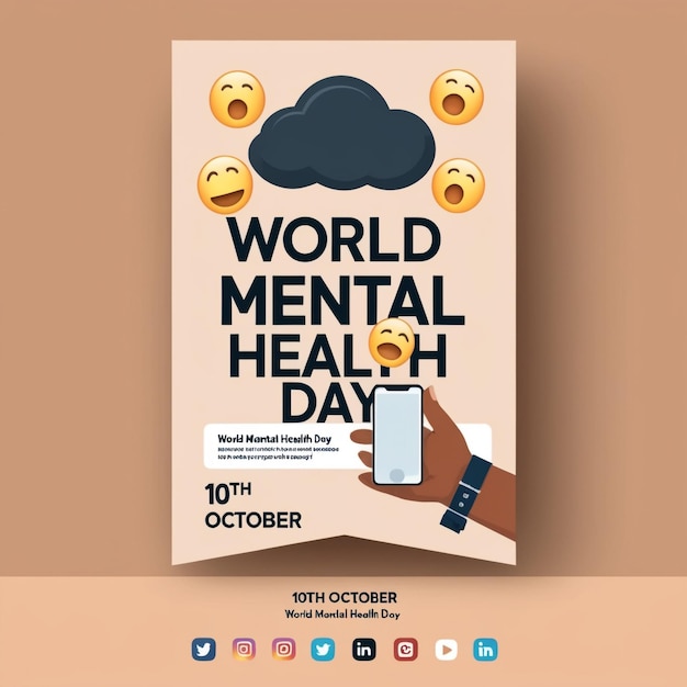 Photo world mental health day celebration template ideas