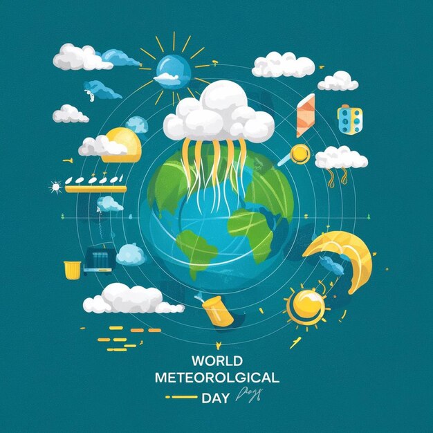 Photo world meteorological day with weather phenomena and forecasting tools