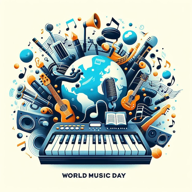 World Music celebration day photo and template AI Generated