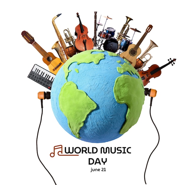 World music day collage design