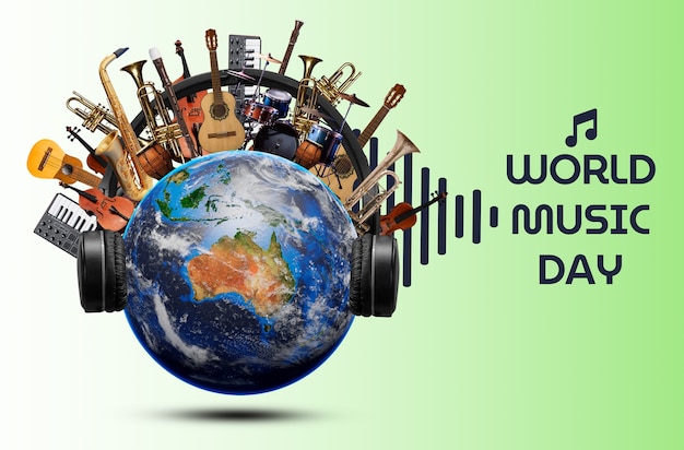 World music day collage design