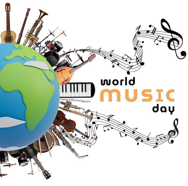 Photo world music day collage design