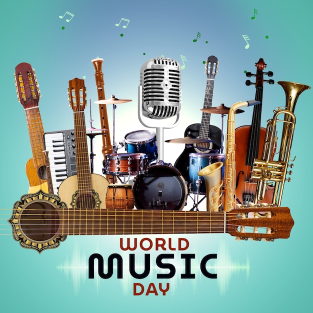 World music day collage design