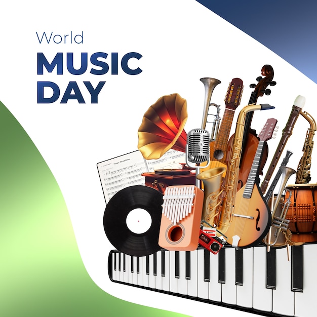 World music day collage design