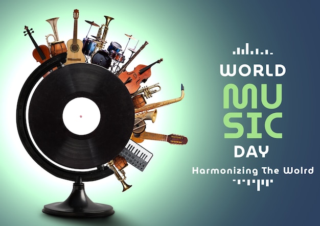 World music day collage design