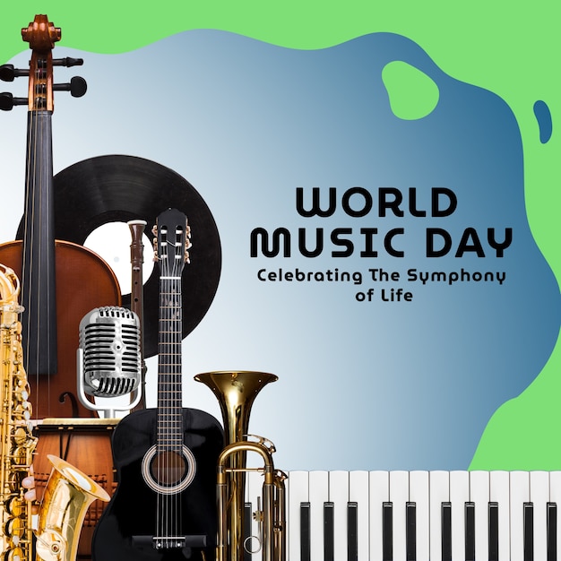 World music day collage design