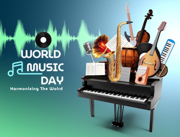 World music day collage design