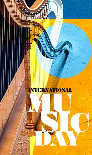 World music day composition with string instruments