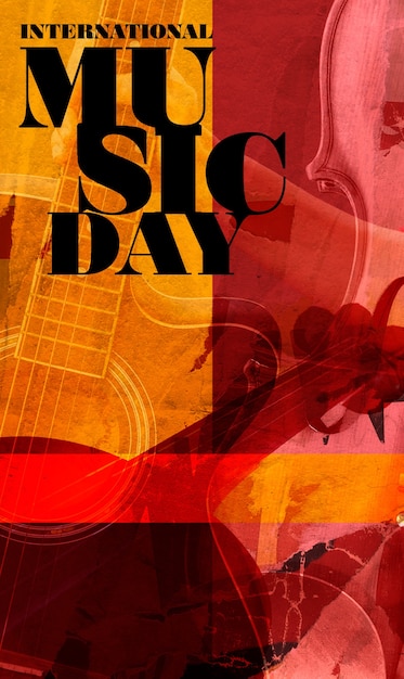 Photo world music day composition with string instruments