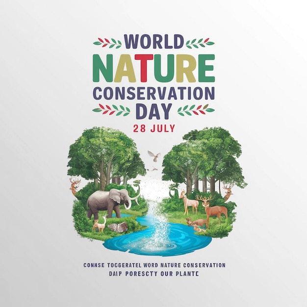 World nature conservation day illustration on white background