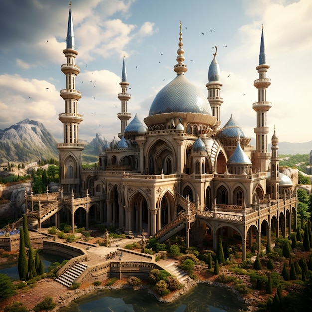 World nice medieval mosques images Generative AI