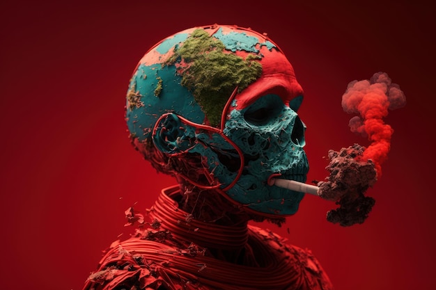 World no tobacco day background No smoking concept with skeleton smoking Generative Ai