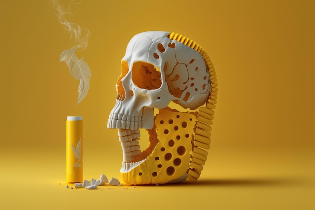 World no tobacco day background No smoking concept with skull and cigarette Generative Ai