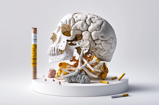 World no tobacco day background No smoking concept with skull and cigarette Generative Ai