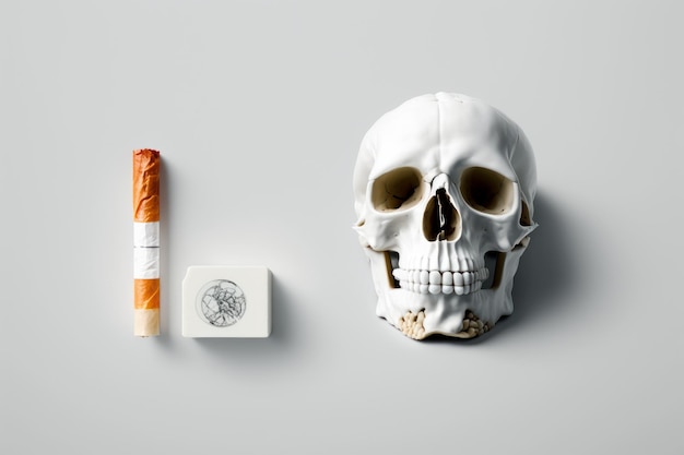 World no tobacco day background No smoking concept with skull and cigarette Generative Ai