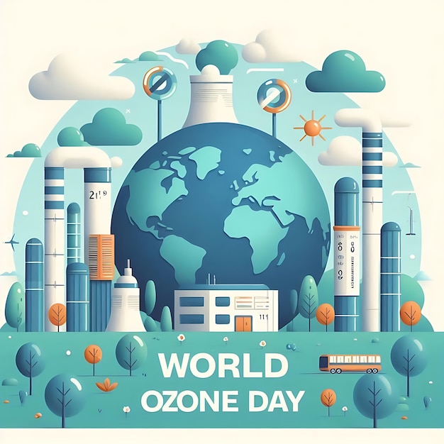 world ozone day flat illustration typography 3d render