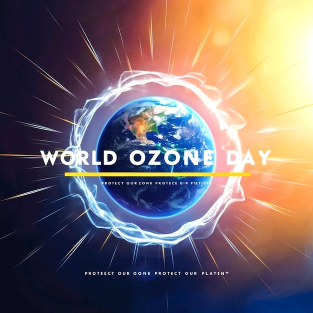 World ozone day poster banner with earth background