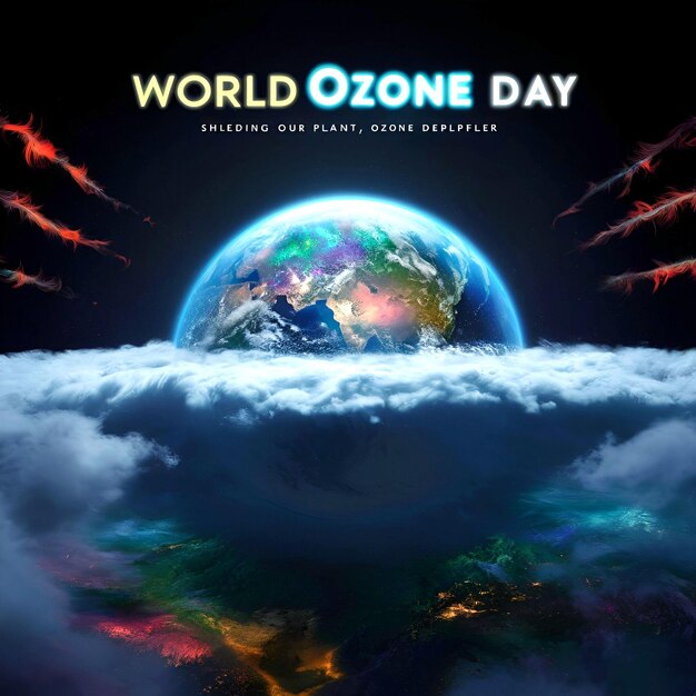 World ozone day poster banner with earth background