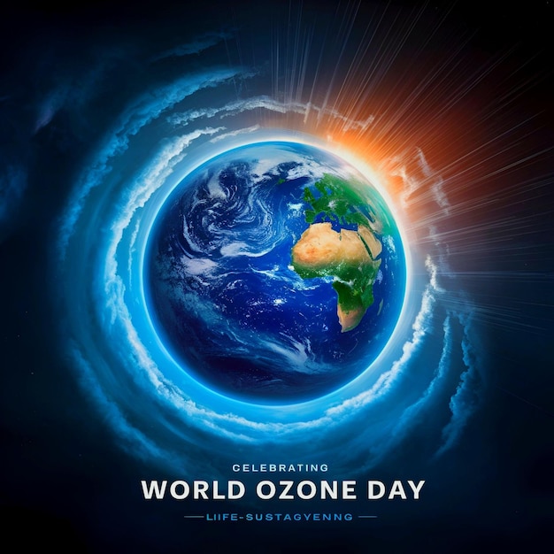 World ozone day poster banner with earth background