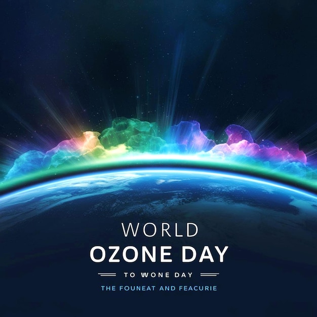 Photo world ozone day poster banner with earth background