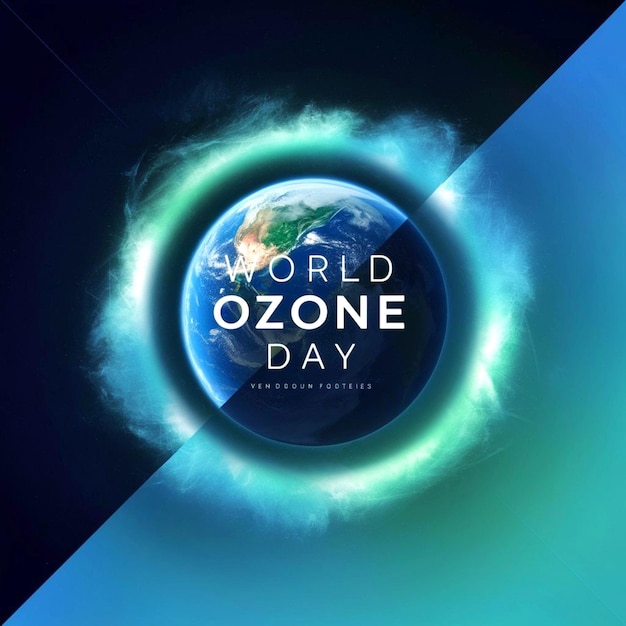 Photo world ozone day poster banner with earth background