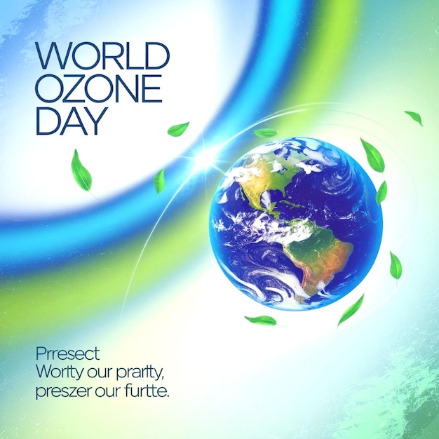 Photo world ozone day poster banner with earth background