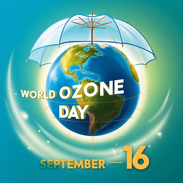 World Ozone Day Poster celebration a person holding a globe Ozone Day