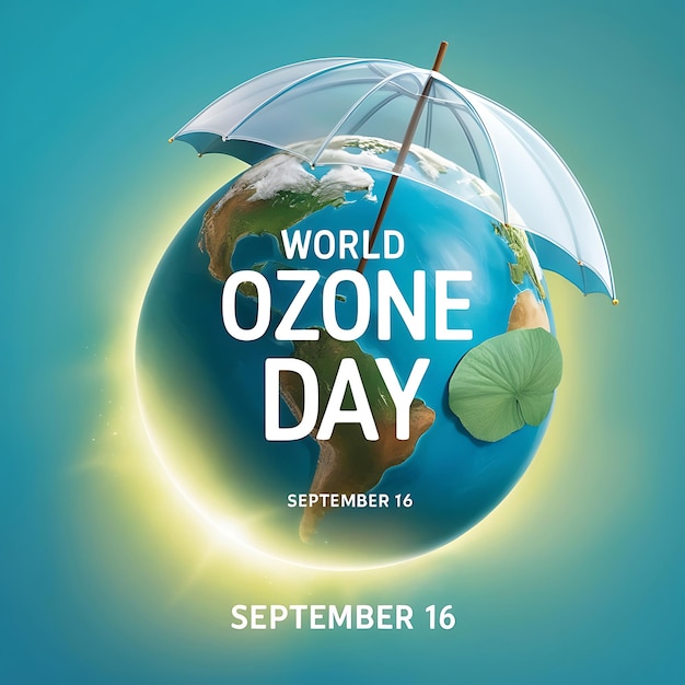 World Ozone Day Poster celebration a person holding a globe Ozone Day