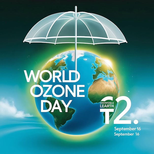 World Ozone Day Poster celebration a person holding a globe Ozone Day