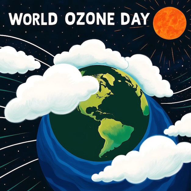 World Ozone Day Poster celebration a person holding a globe Ozone Day