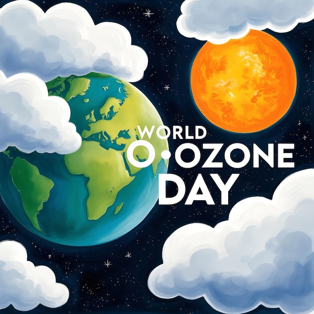 World Ozone Day Poster celebration a person holding a globe Ozone Day