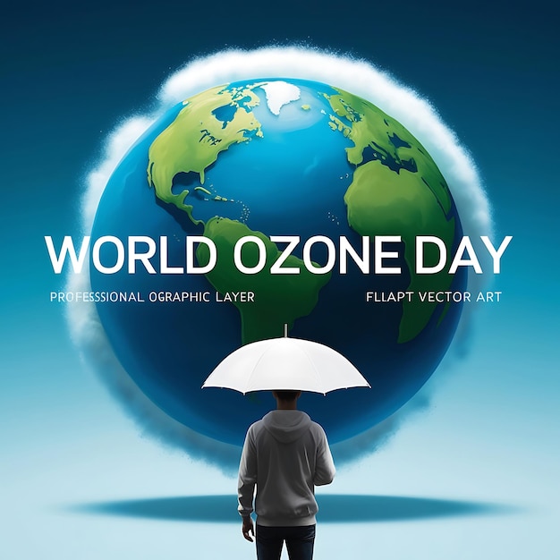 World Ozone Day Poster celebration a person holding a globe Ozone Day