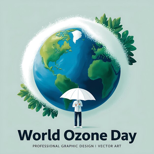 World Ozone Day Poster celebration a person holding a globe Ozone Day