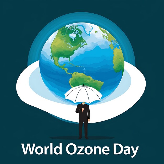 World Ozone Day Poster celebration a person holding a globe Ozone Day