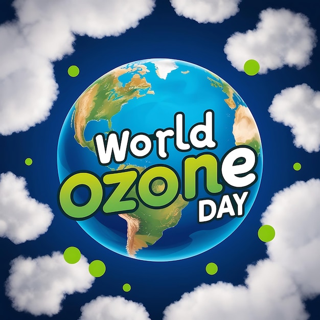 Photo world ozone day poster celebration a person holding a globe ozone day