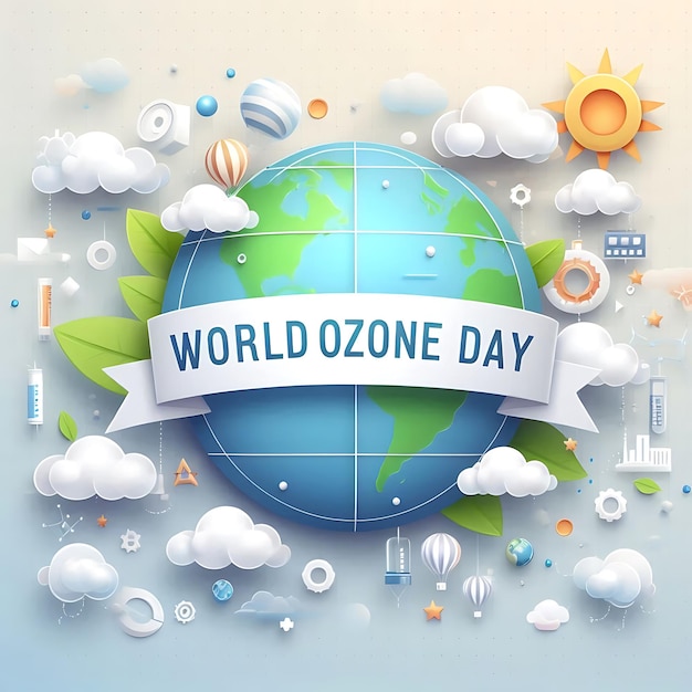 World Ozone Day a poster for the world day is on a gray background