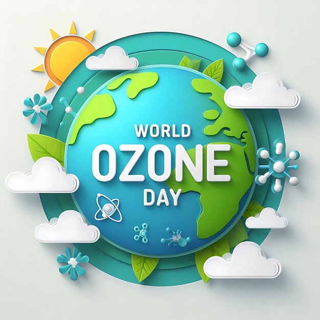 world ozone day a world day poster with clouds and the words quot earth day quot